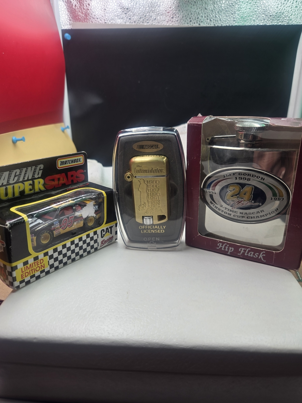 Nascar Collectible Set with Red, Black, Gold Accents